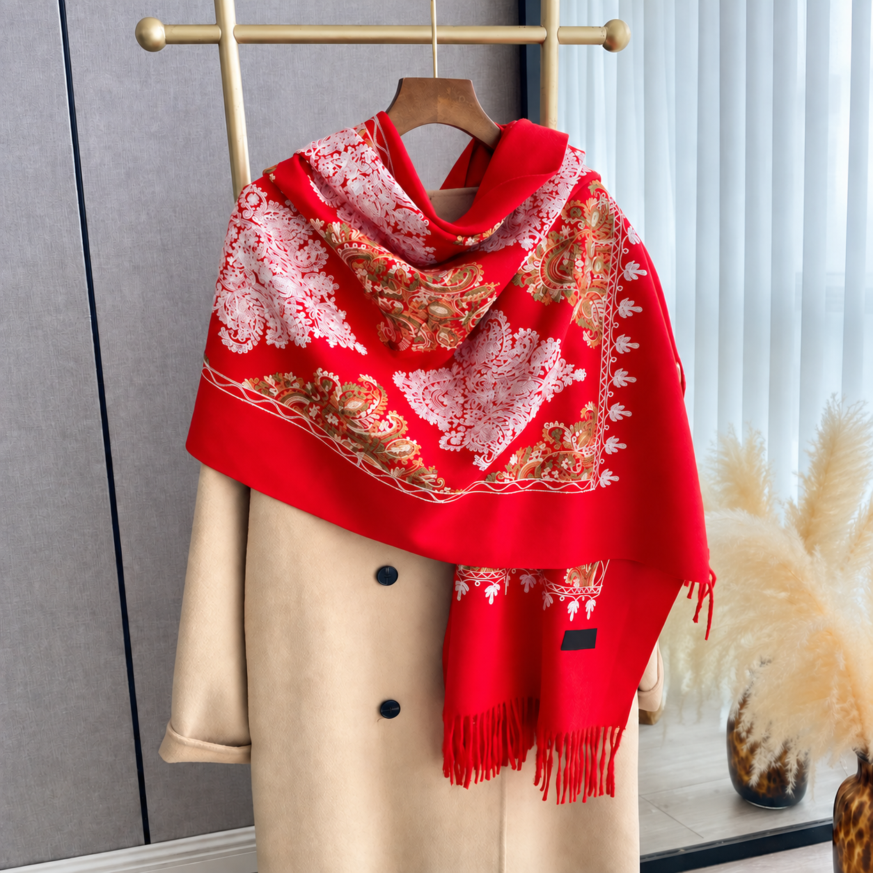 Floral Tassel Scarf For Everyday Wear For Men And Women