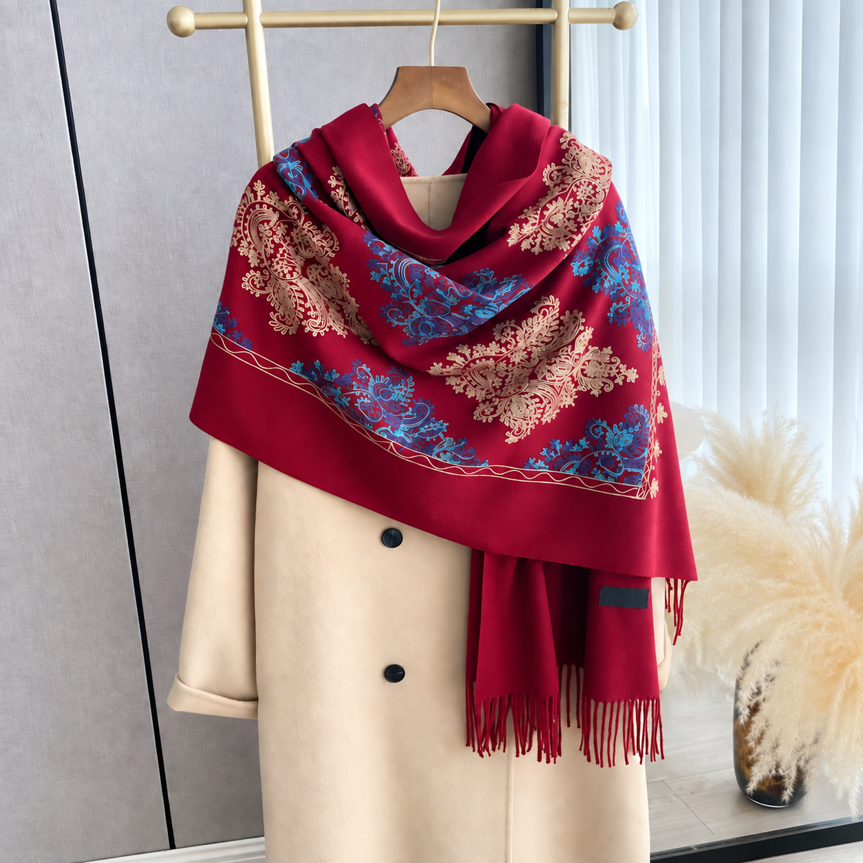 Floral Tassel Scarf For Everyday Wear For Men And Women