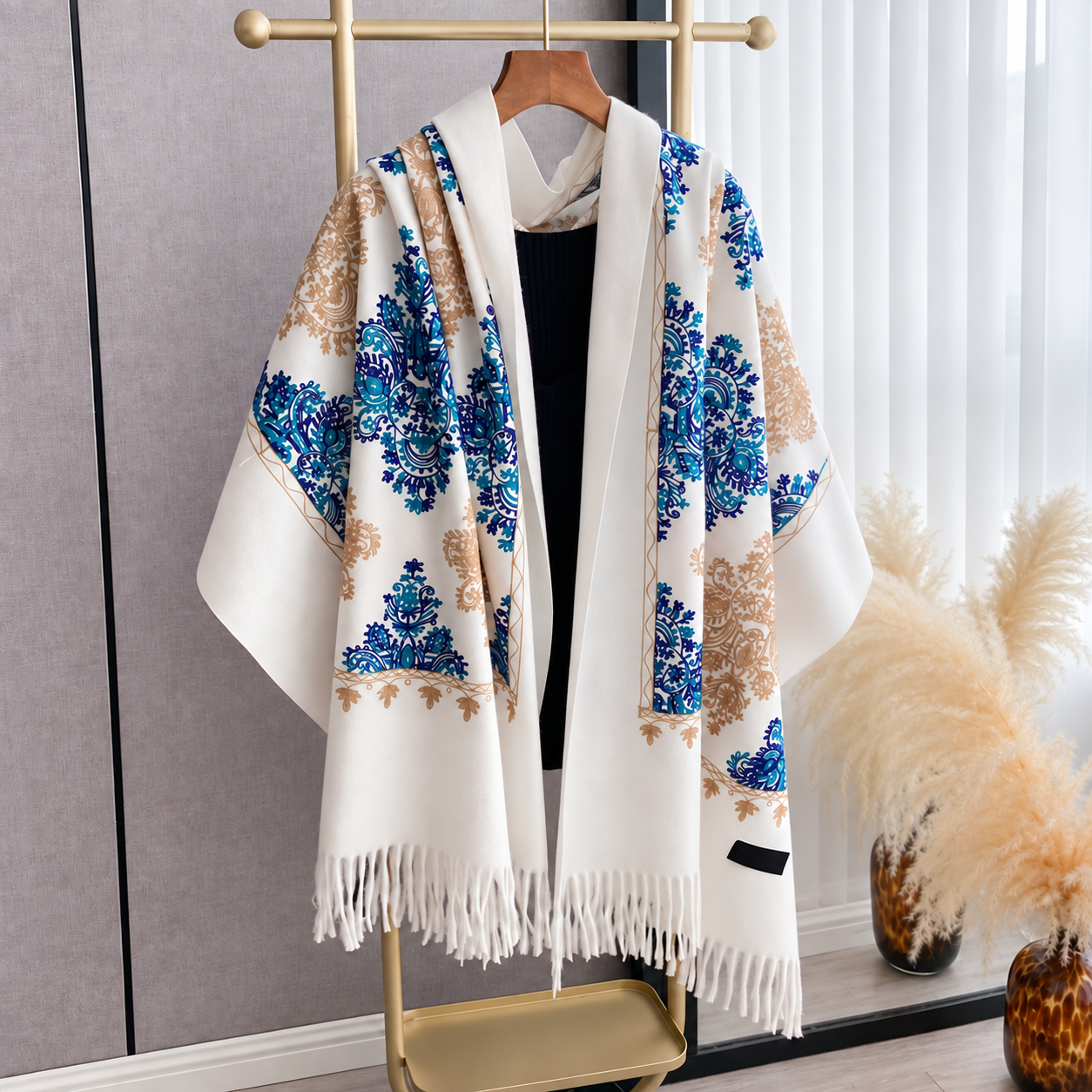Floral Tassel Scarf For Everyday Wear For Men And Women