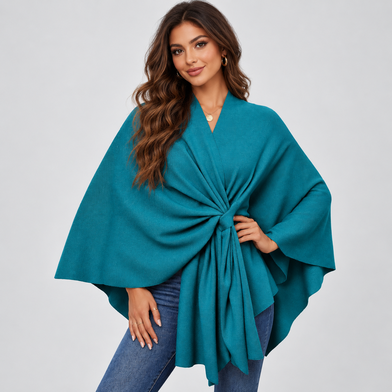 Casual Open Front Poncho Cardigan Wrap For Women