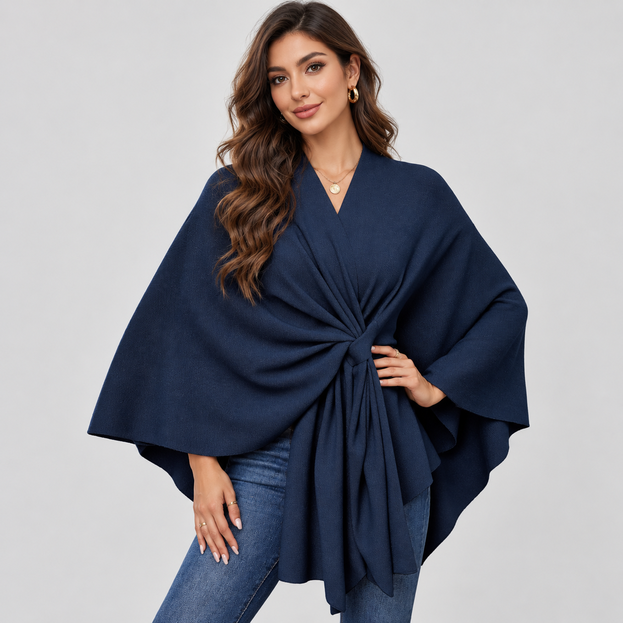 Casual Open Front Poncho Cardigan Wrap For Women