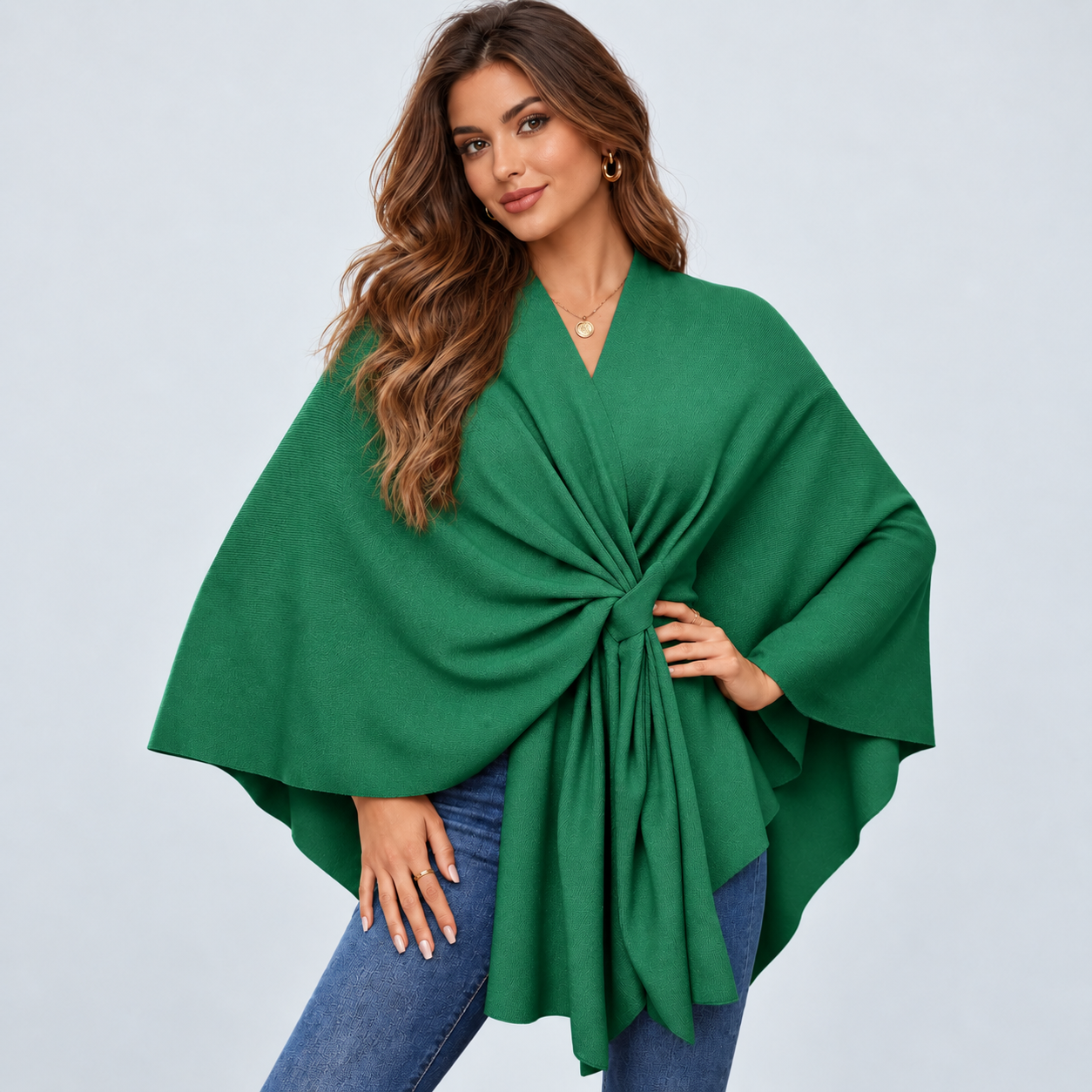Casual Open Front Poncho Cardigan Wrap For Women