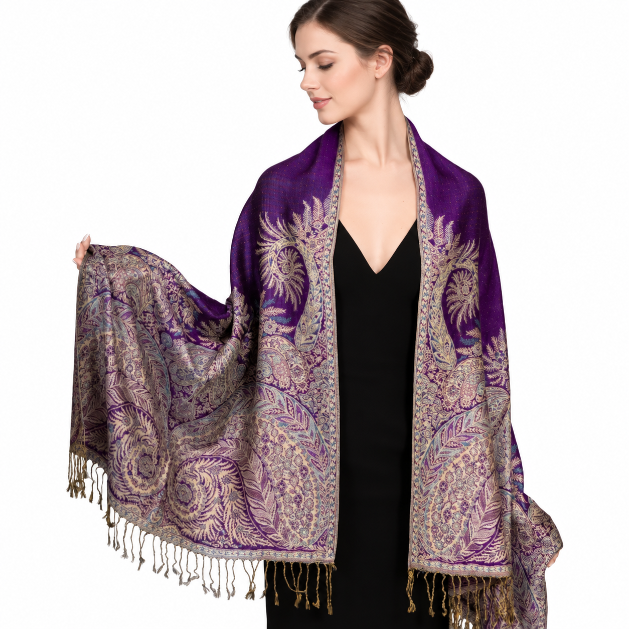 Reversible Paisley Pashmina Scarf For Women