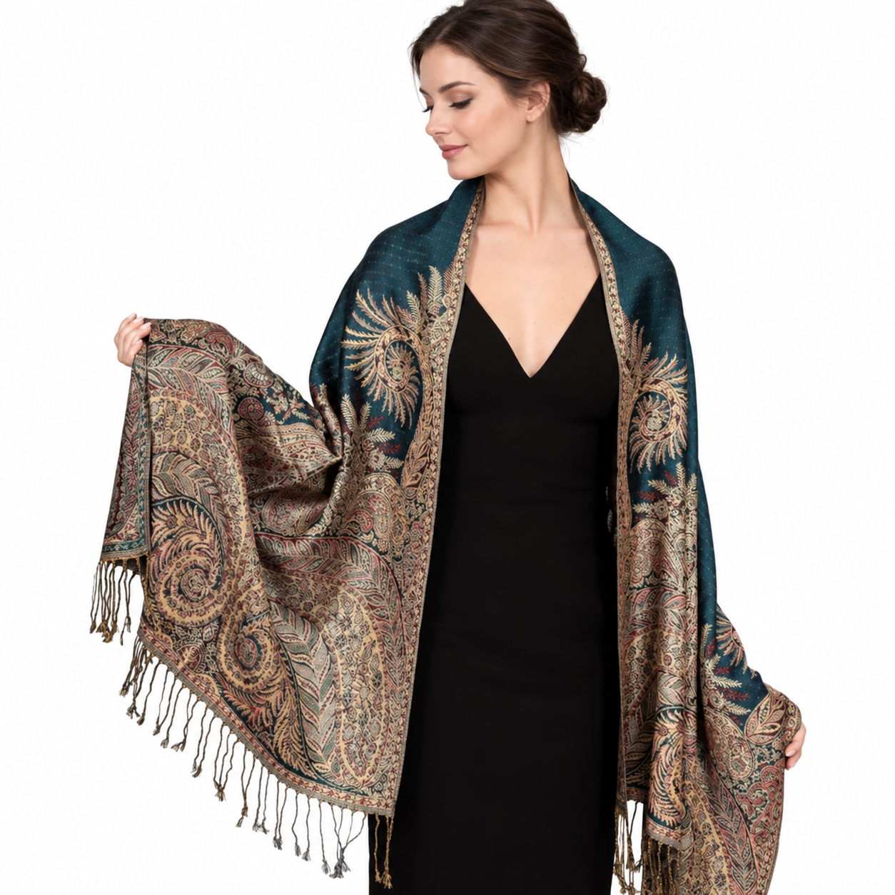 Reversible Paisley Pashmina Scarf For Women
