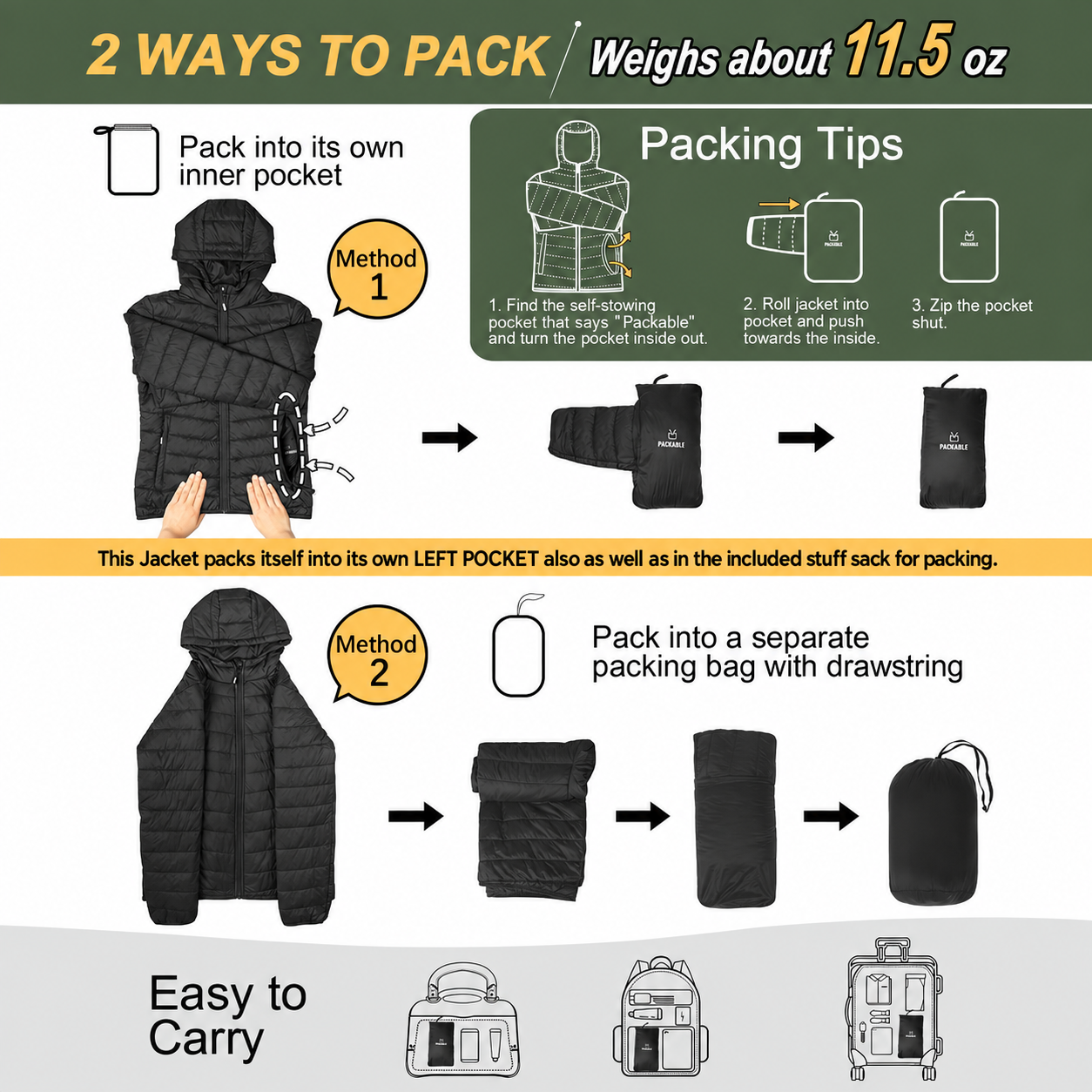 Outdoor Packable Winter Jacket For Women