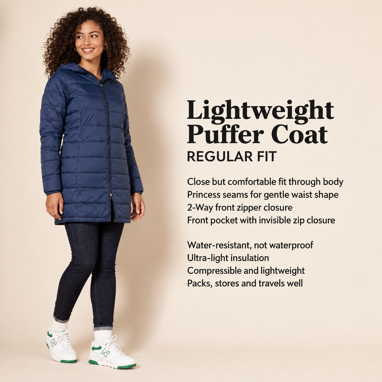 Casual Lightweight Hooded Puffer Jacket For Women