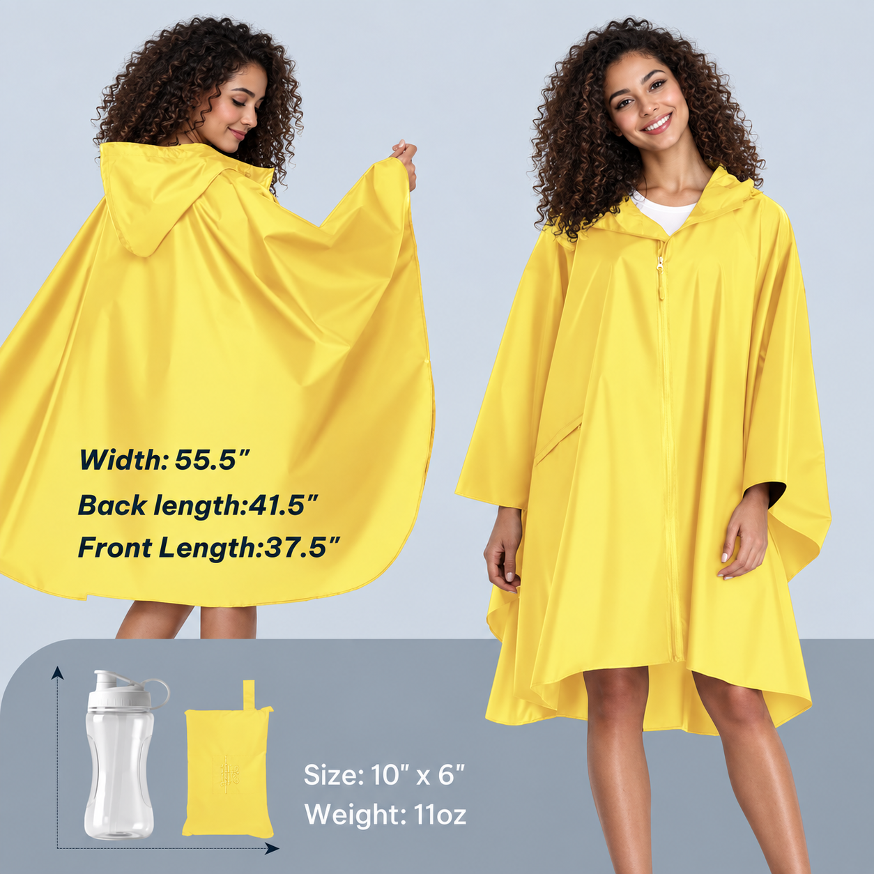 Waterproof Hooded Zipper Raincoat with Pockets for Adults
