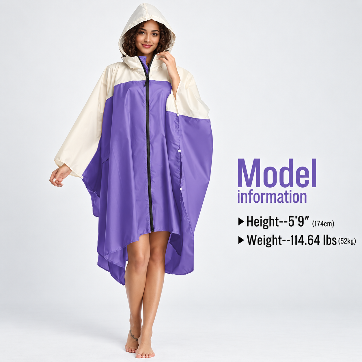 Waterproof Hooded Zipper Raincoat with Pockets for Adults