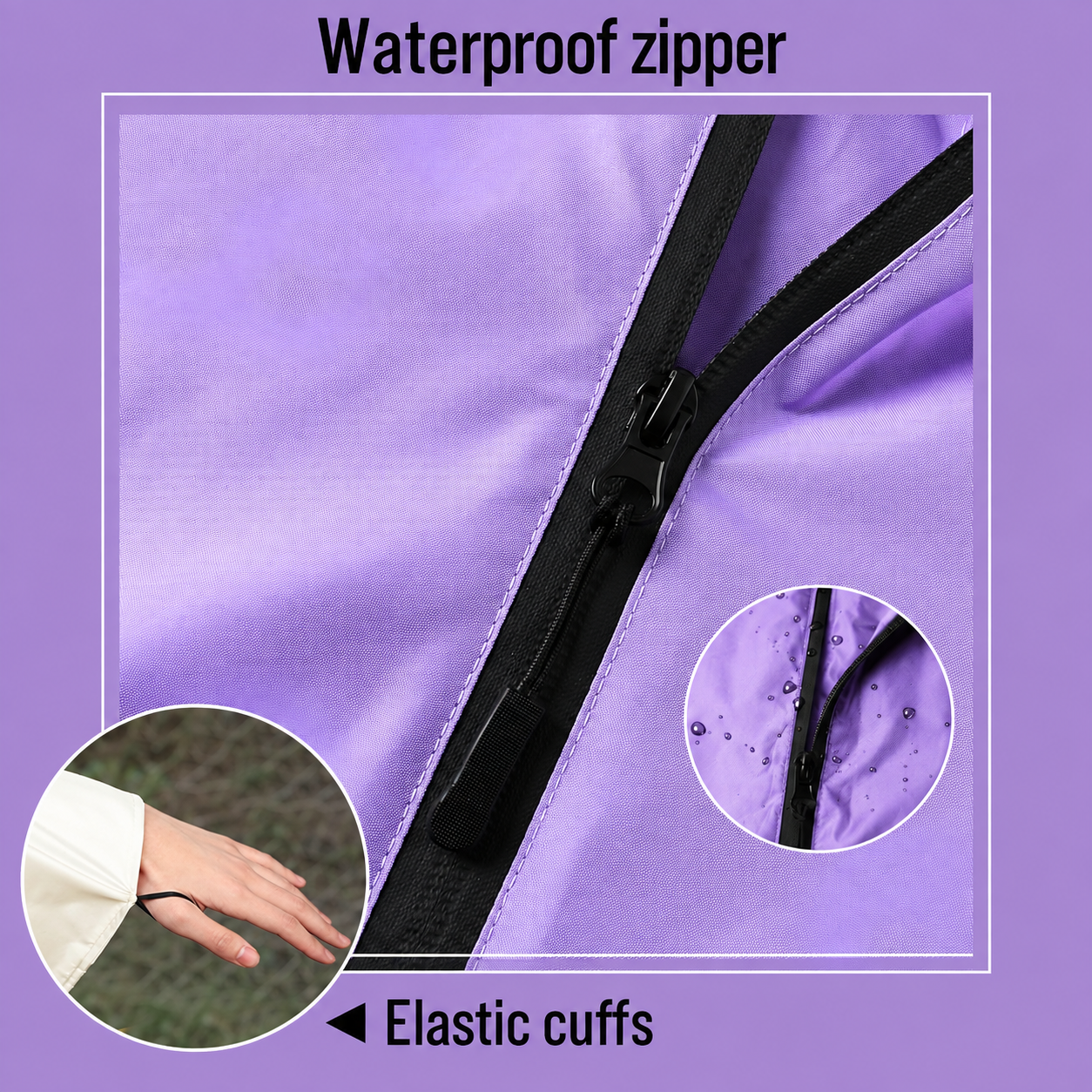Waterproof Hooded Zipper Raincoat with Pockets for Adults