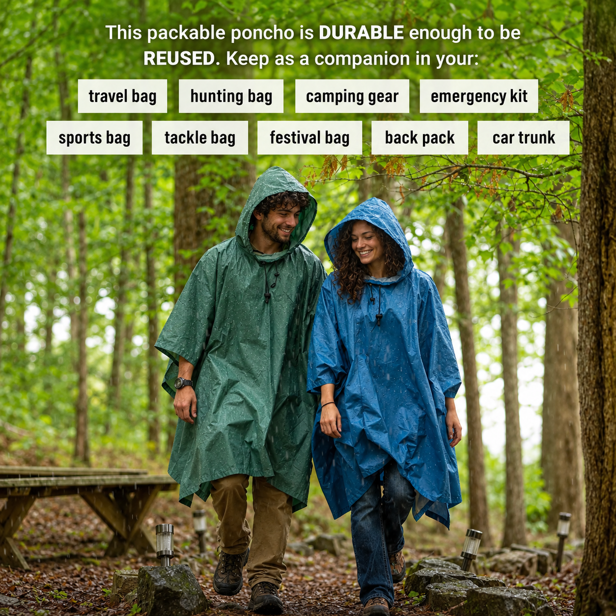 Lightweight Waterproof Reusable Rain Poncho for Women