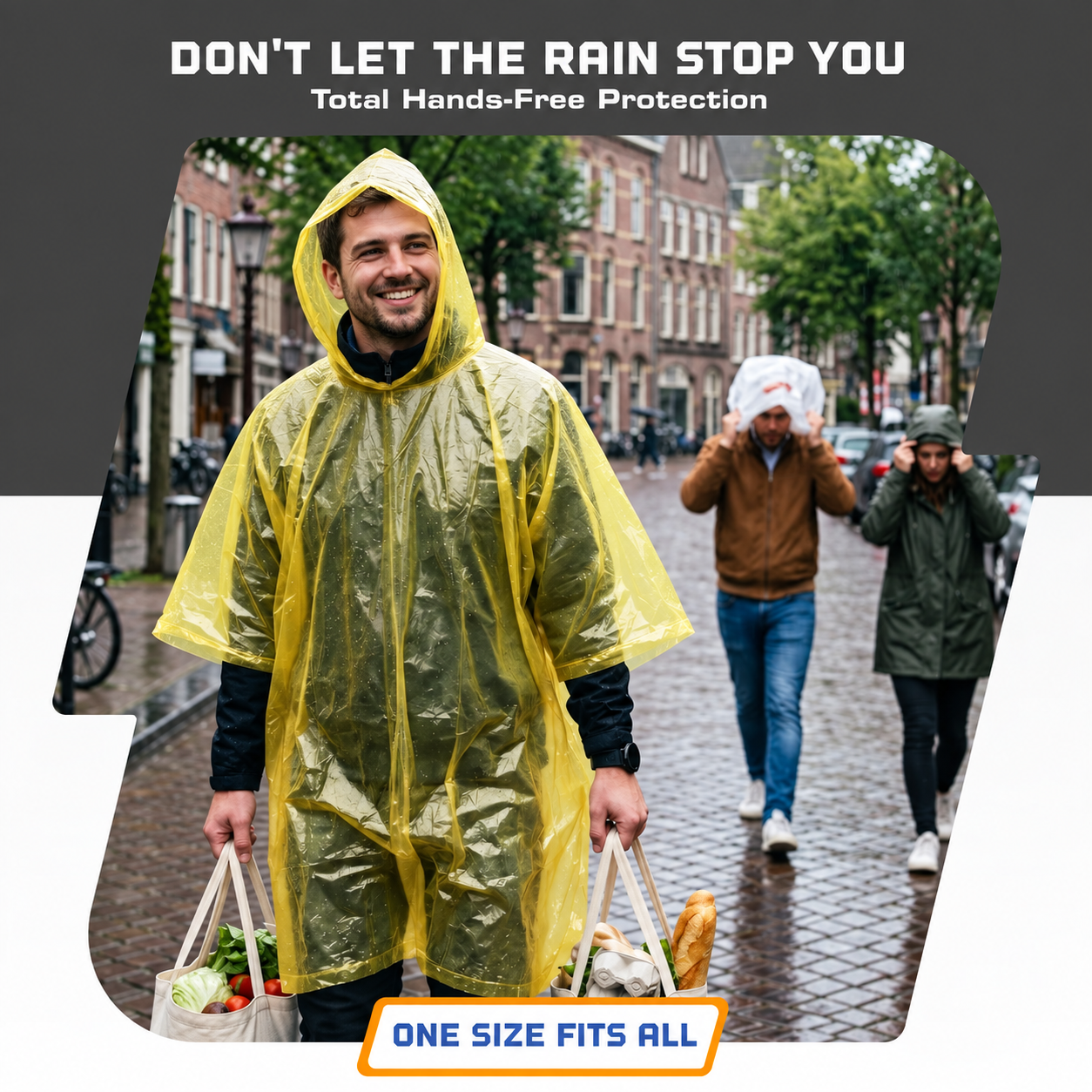 Pack of 5 Disposable Hooded Rain Ponchos for Adults
