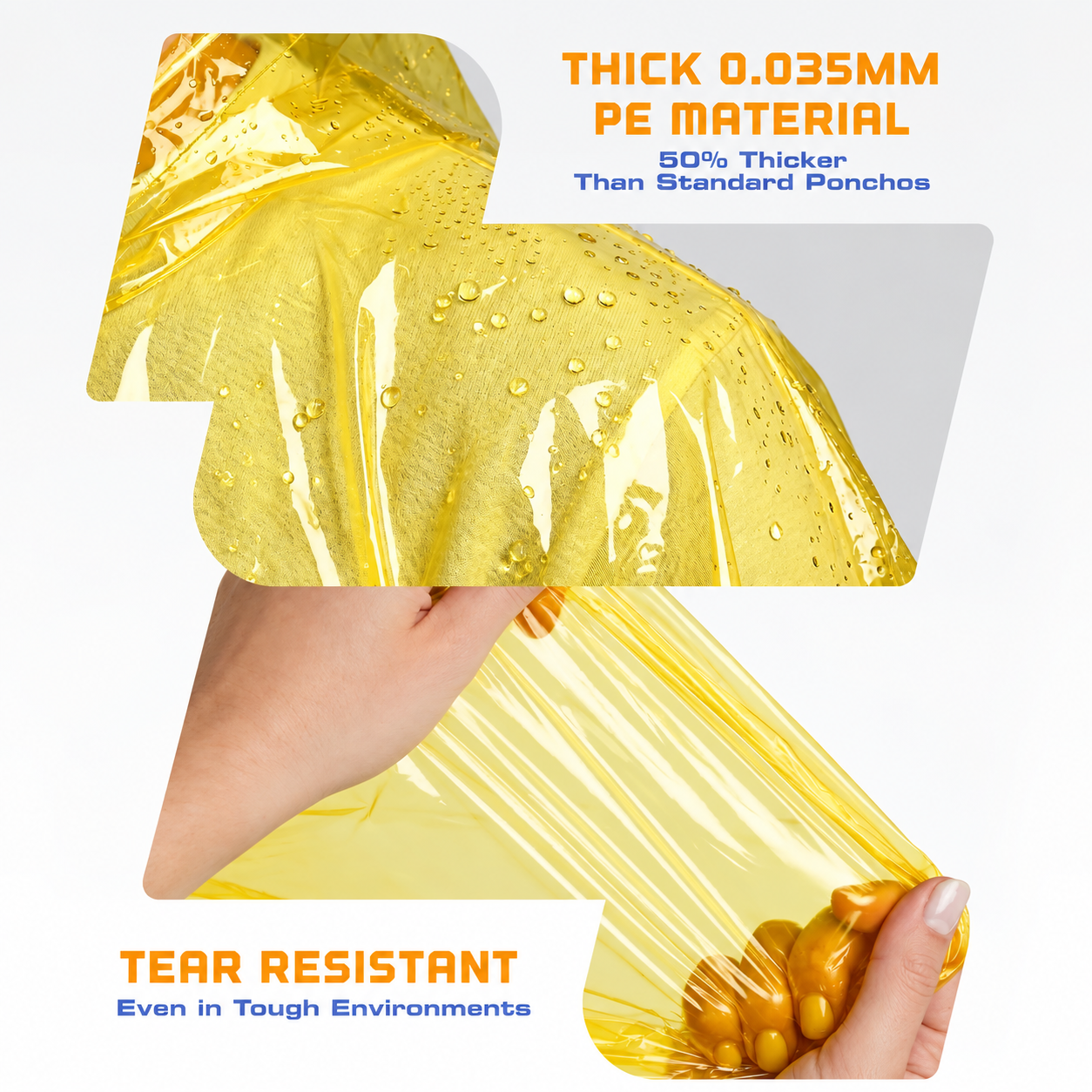 Pack of 5 Disposable Hooded Rain Ponchos for Adults