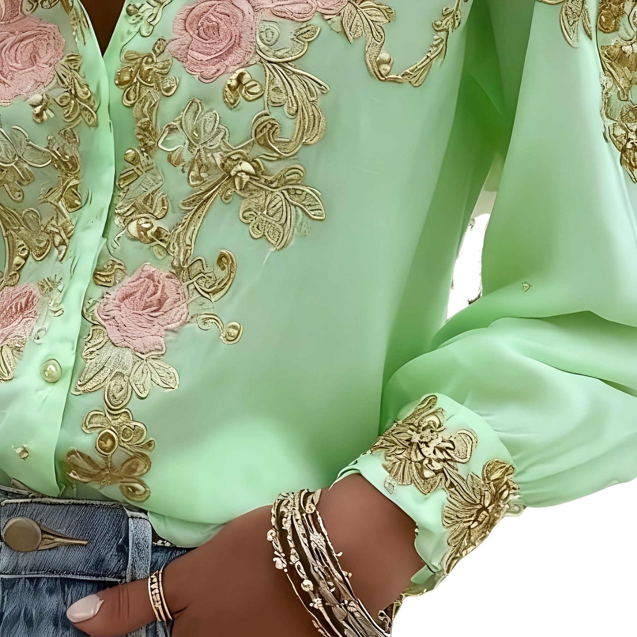 Chic Casual Embroidered Shirt For Women