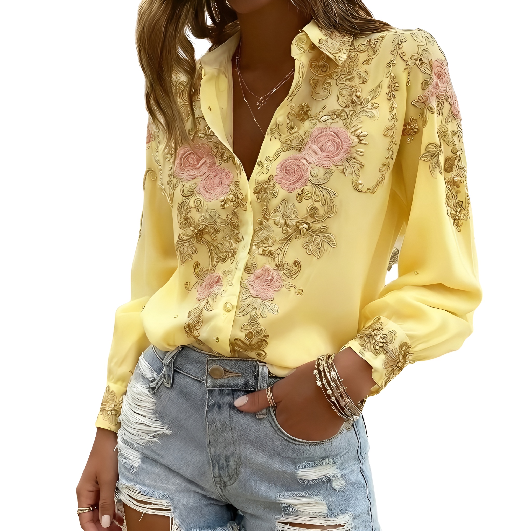 Chic Casual Embroidered Shirt For Women