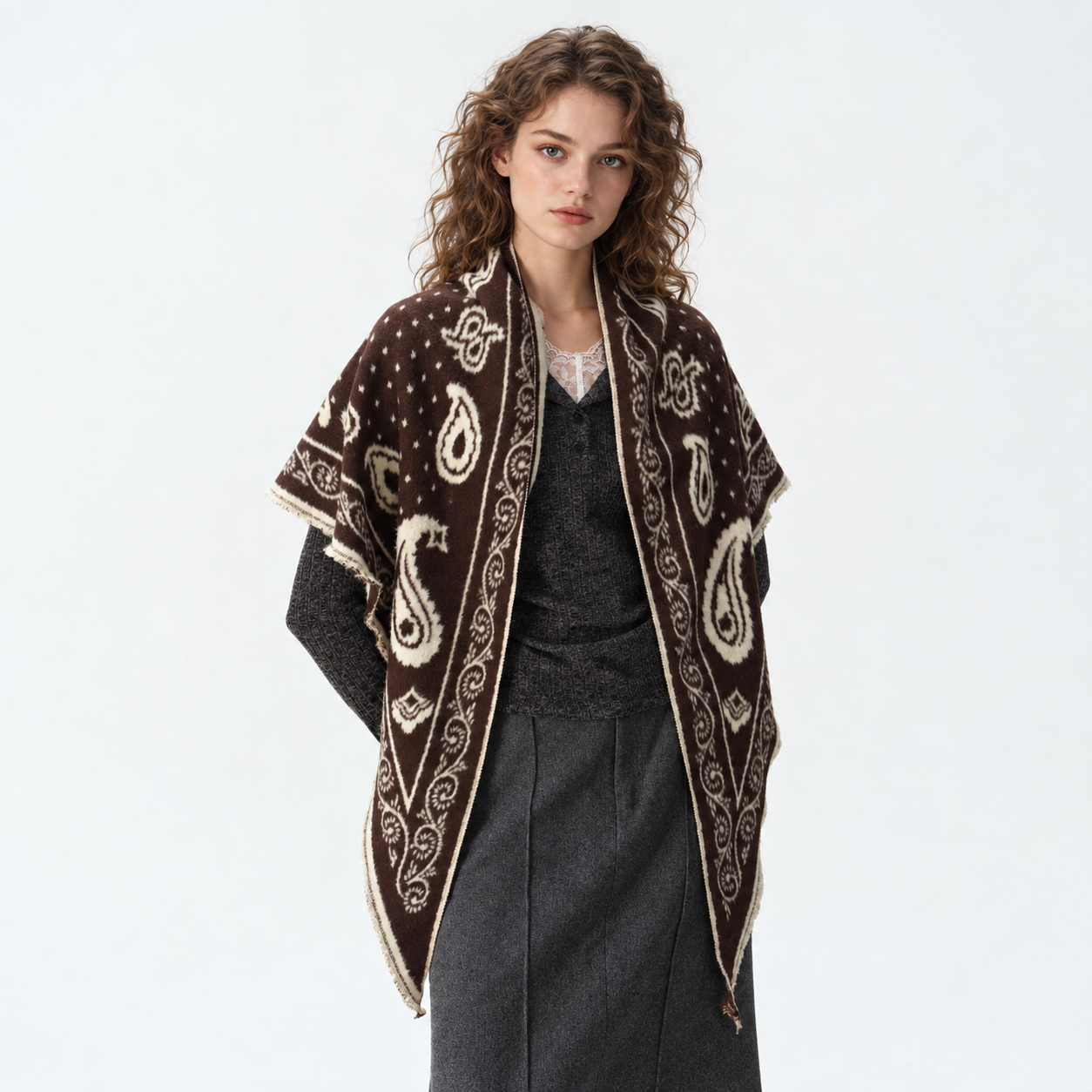 Warm Triangular Printed Scarf Shawl For Women