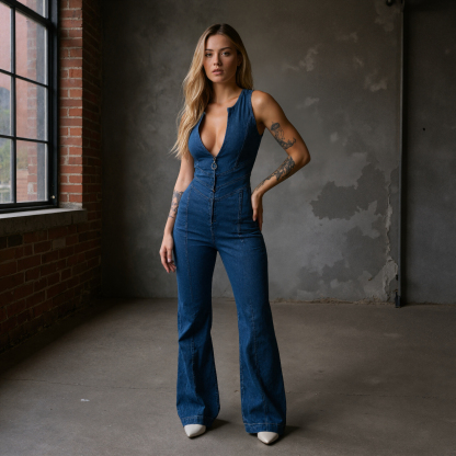 Denim One Piece Full Length Outfit