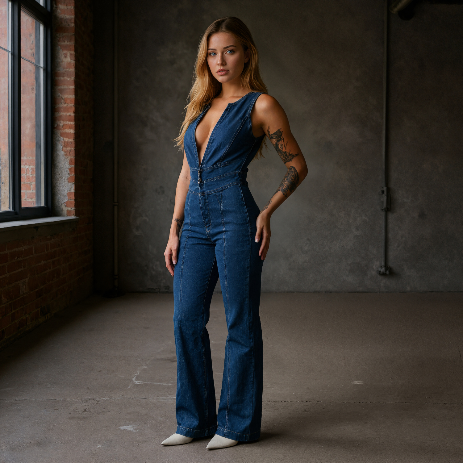 Denim One Piece Full Length Outfit