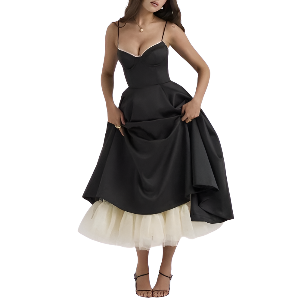 Classic Gown With Tulle Accents-My Comfy Blouse