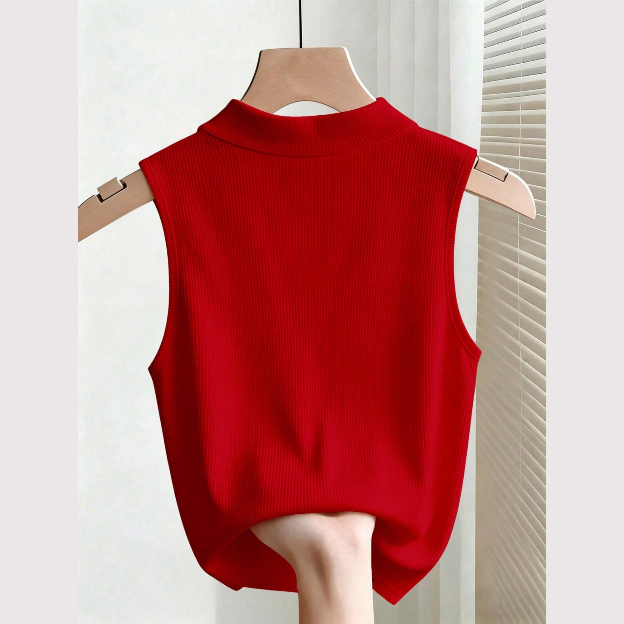 Classy Pearl Button Sleeveless Polo Tank Top