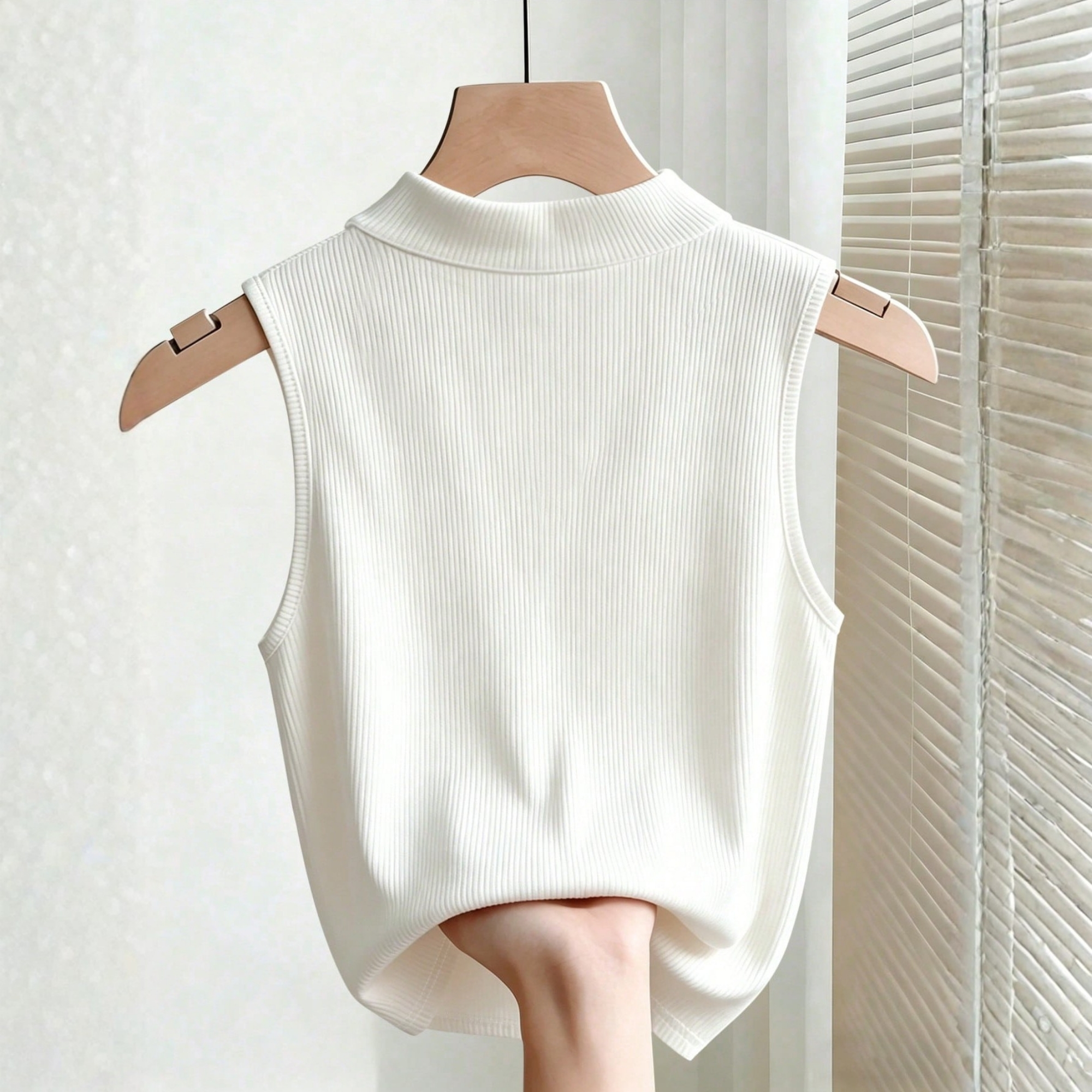 Classy Pearl Button Sleeveless Polo Tank Top