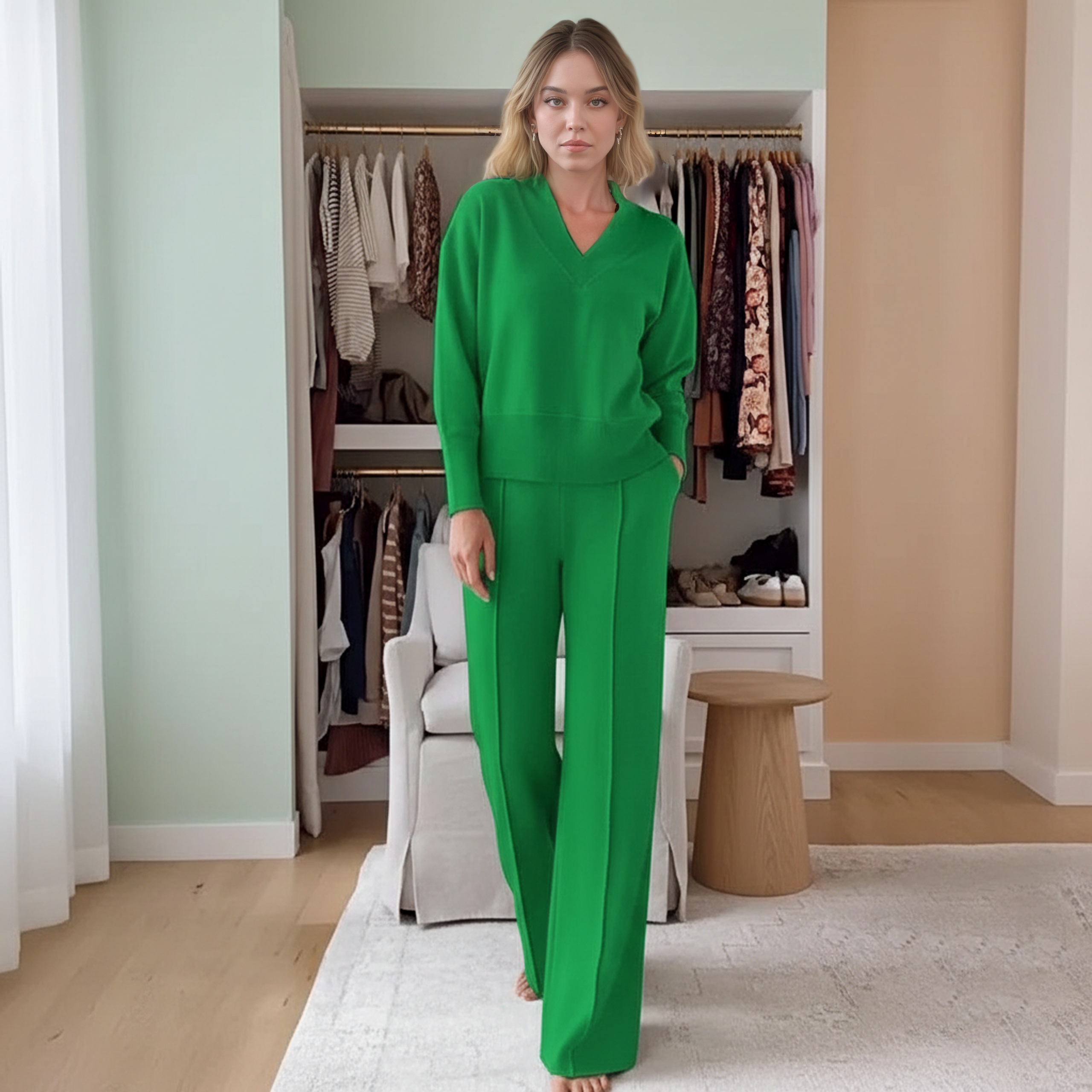 Comfy V Shape Lounge Set With Wide Fit Pants