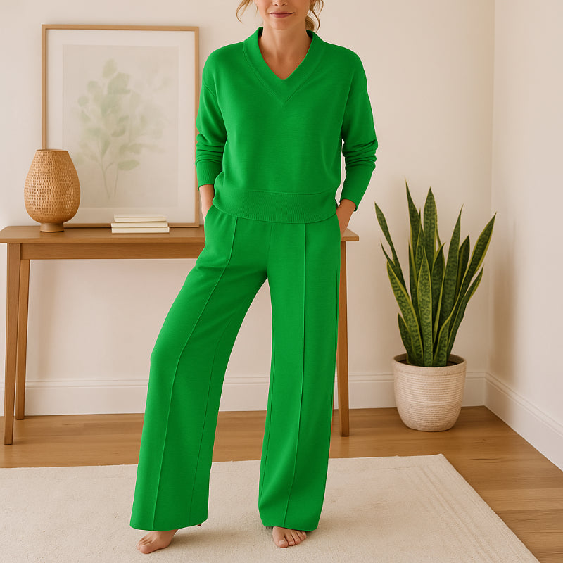 Comfy V Shape Loungewear Set With Pants-My Comfy Blouse