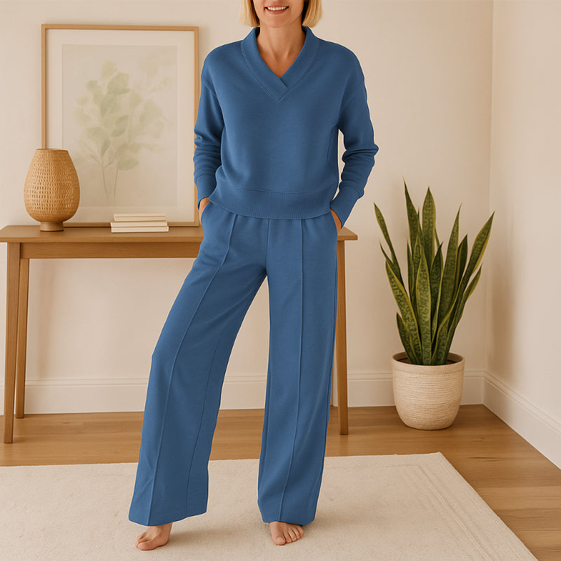 Comfy V Shape Loungewear Set With Pants-My Comfy Blouse