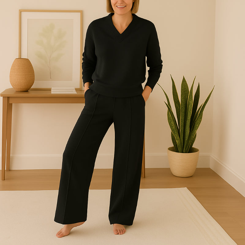 Comfy V Shape Loungewear Set With Pants-My Comfy Blouse