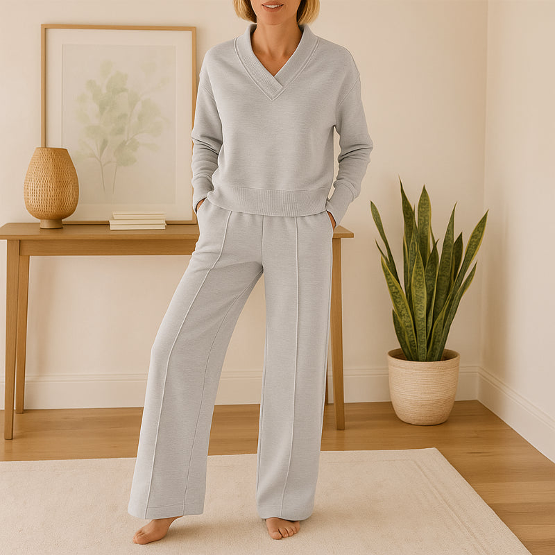 Comfy V Shape Loungewear Set With Pants-My Comfy Blouse