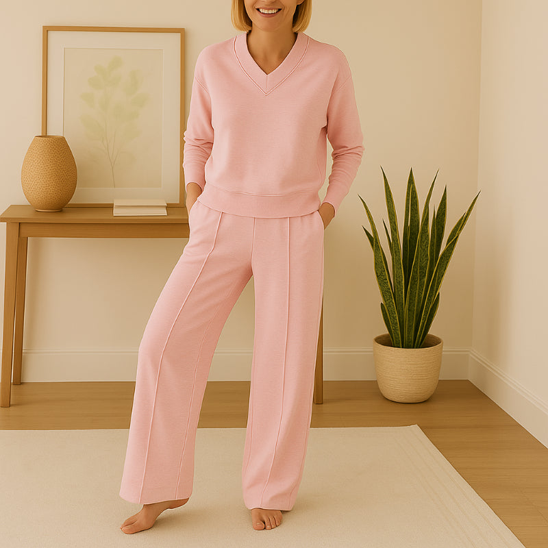 Comfy V Shape Loungewear Set With Pants-My Comfy Blouse