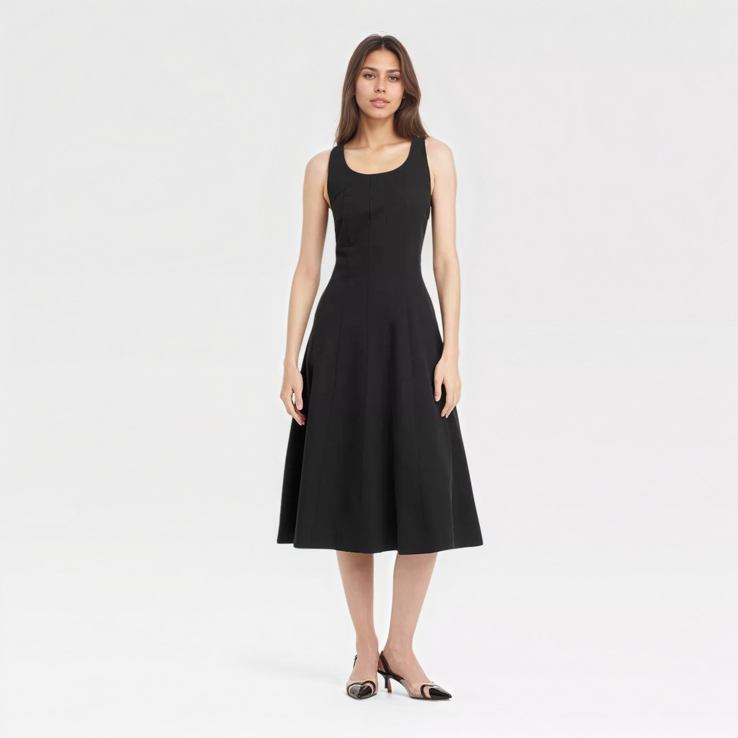 Corset Style Canvas Midi Dress With Side Pocket-My Comfy Blouse