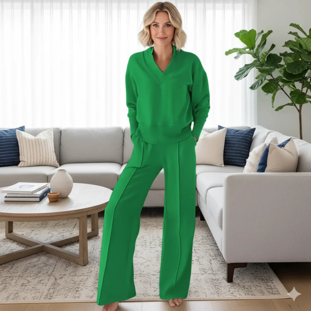 Cozy V Shape Lounge Set with Wide Pants
