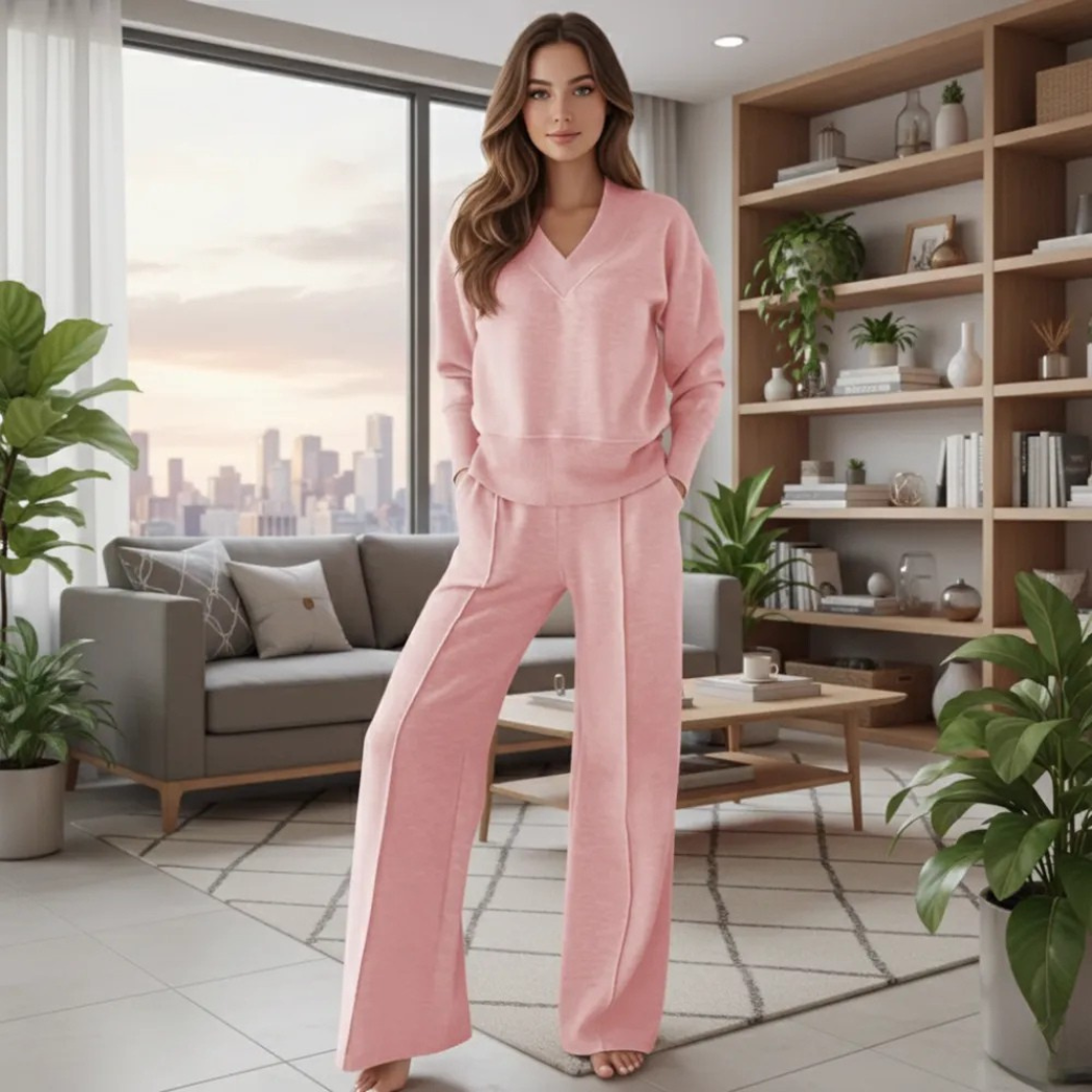 Cozy V Shape Lounge Set with Wide Pants