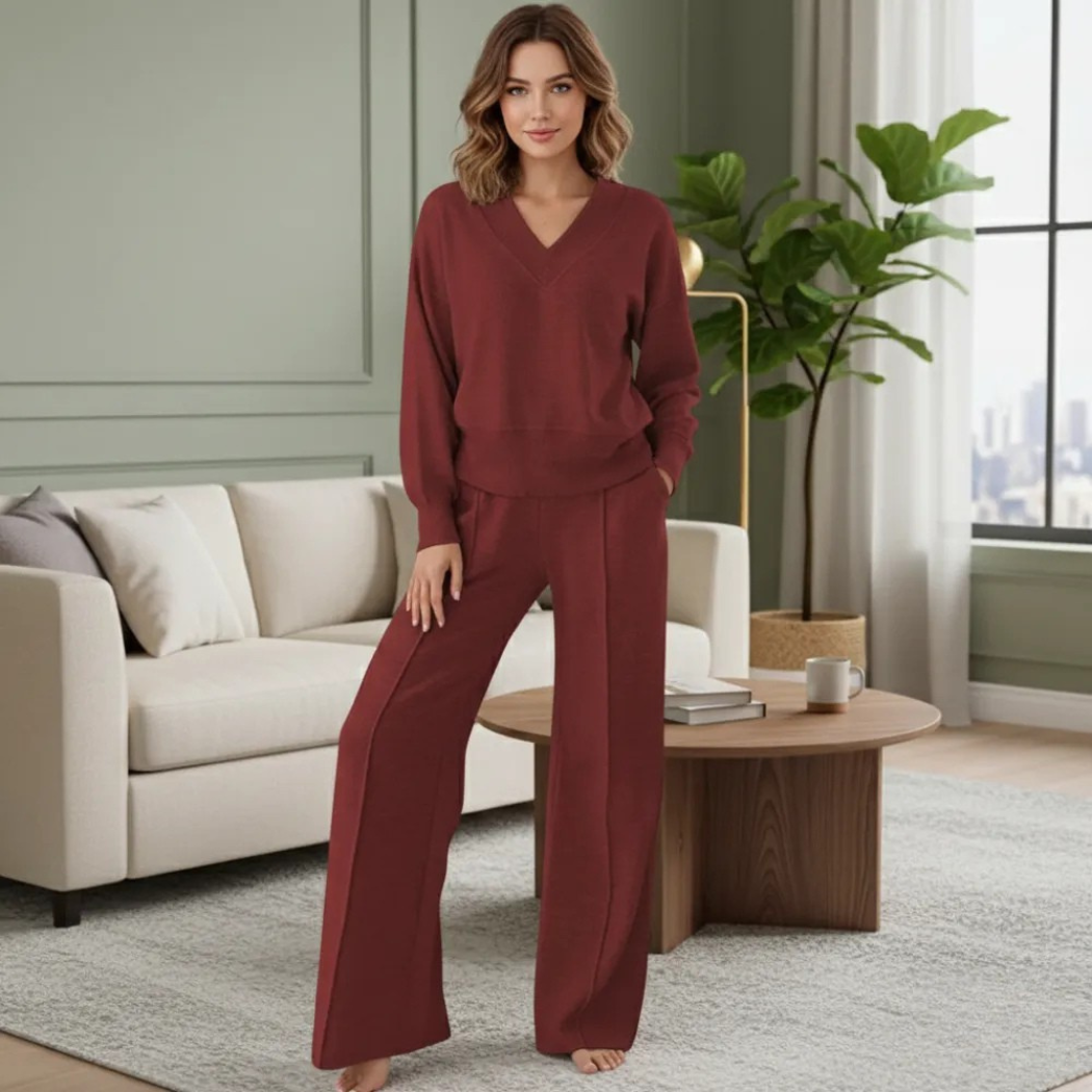 Cozy V Shape Lounge Set with Wide Pants