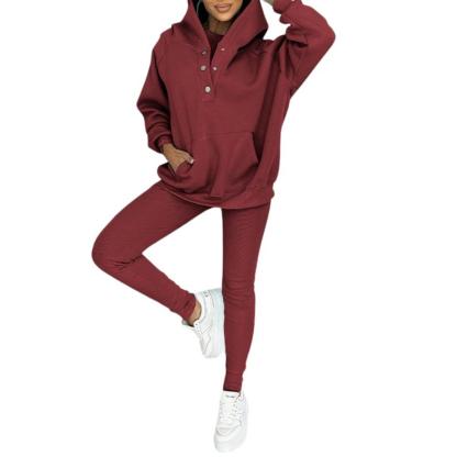 Cozy Knit Lounge Set With Textured Leggings And Hoodie