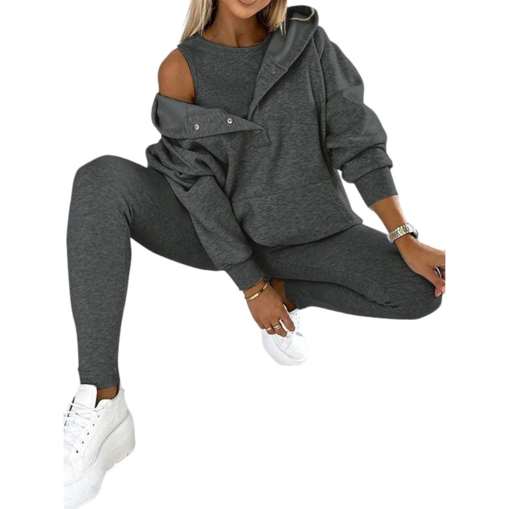Cozy Knit Lounge Set With Textured Leggings And Hoodie