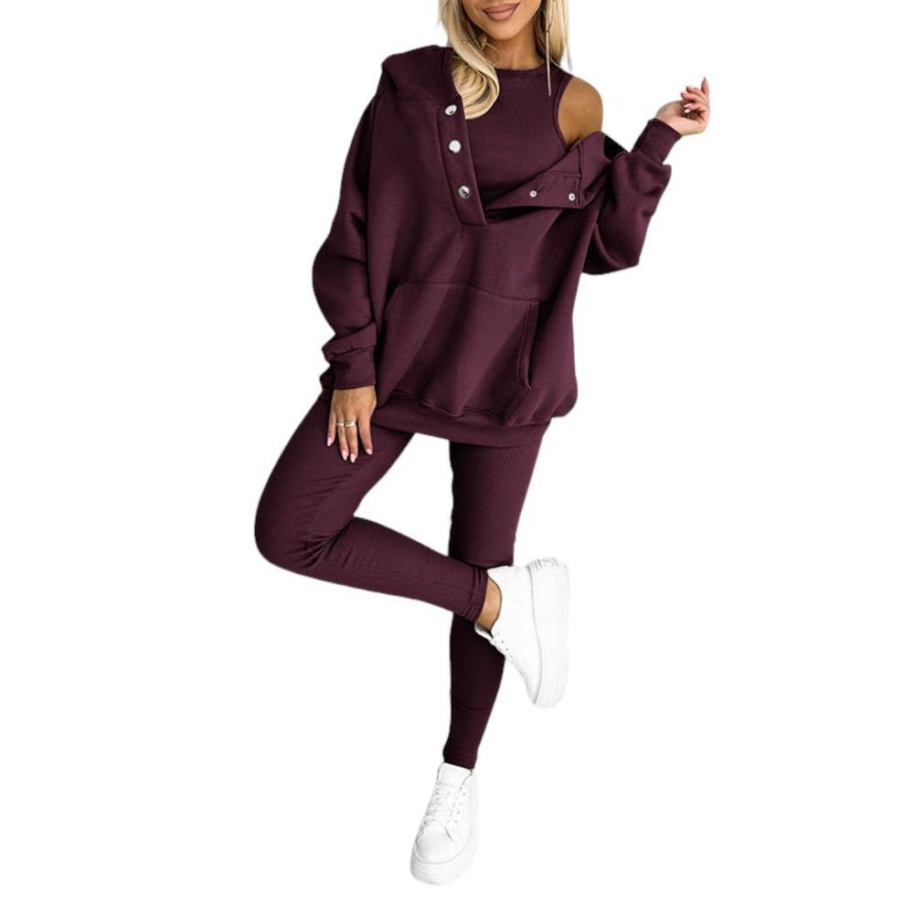 Cozy Knit Lounge Set With Textured Leggings And Hoodie