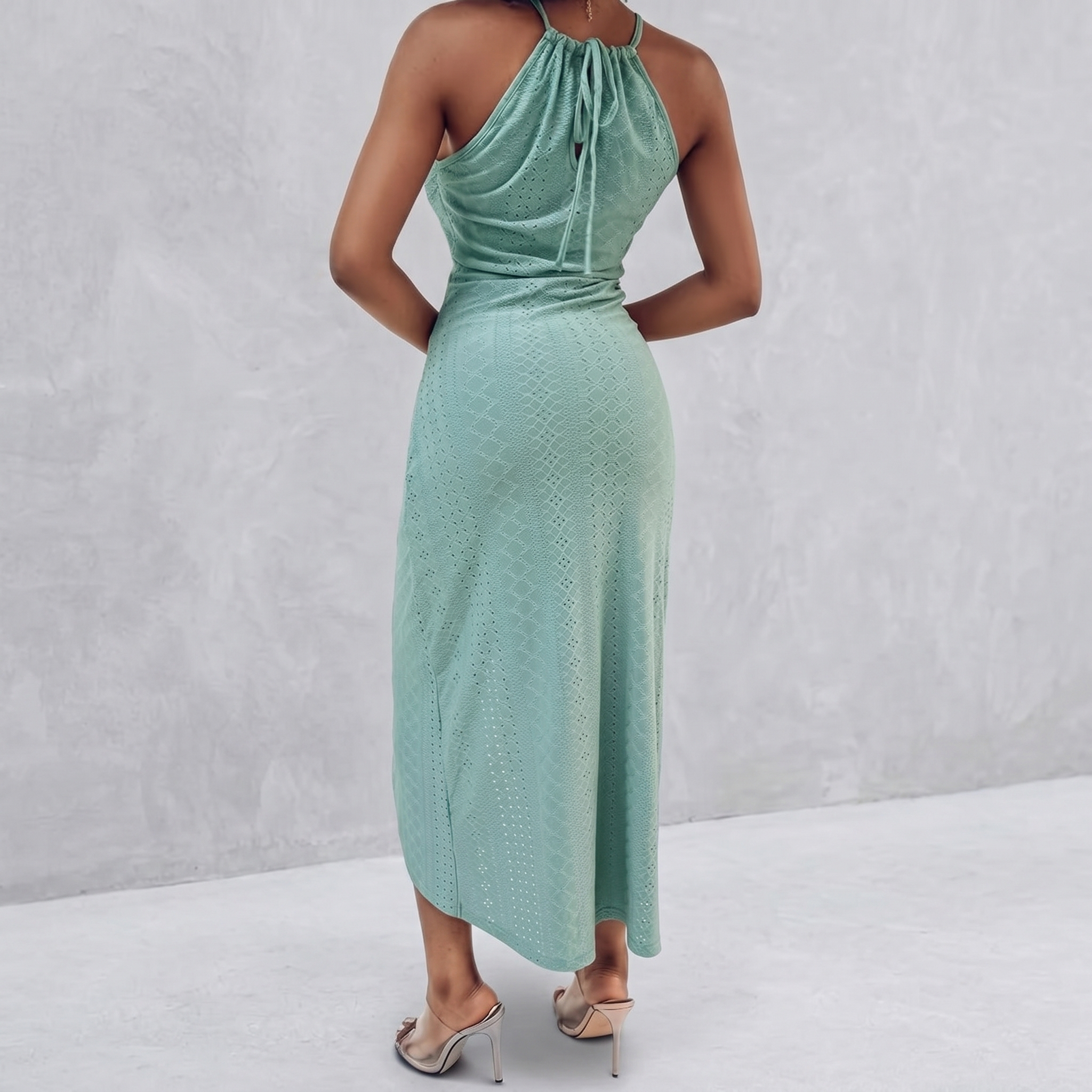 Casual Embroidered A Line Halter Dress For Summer