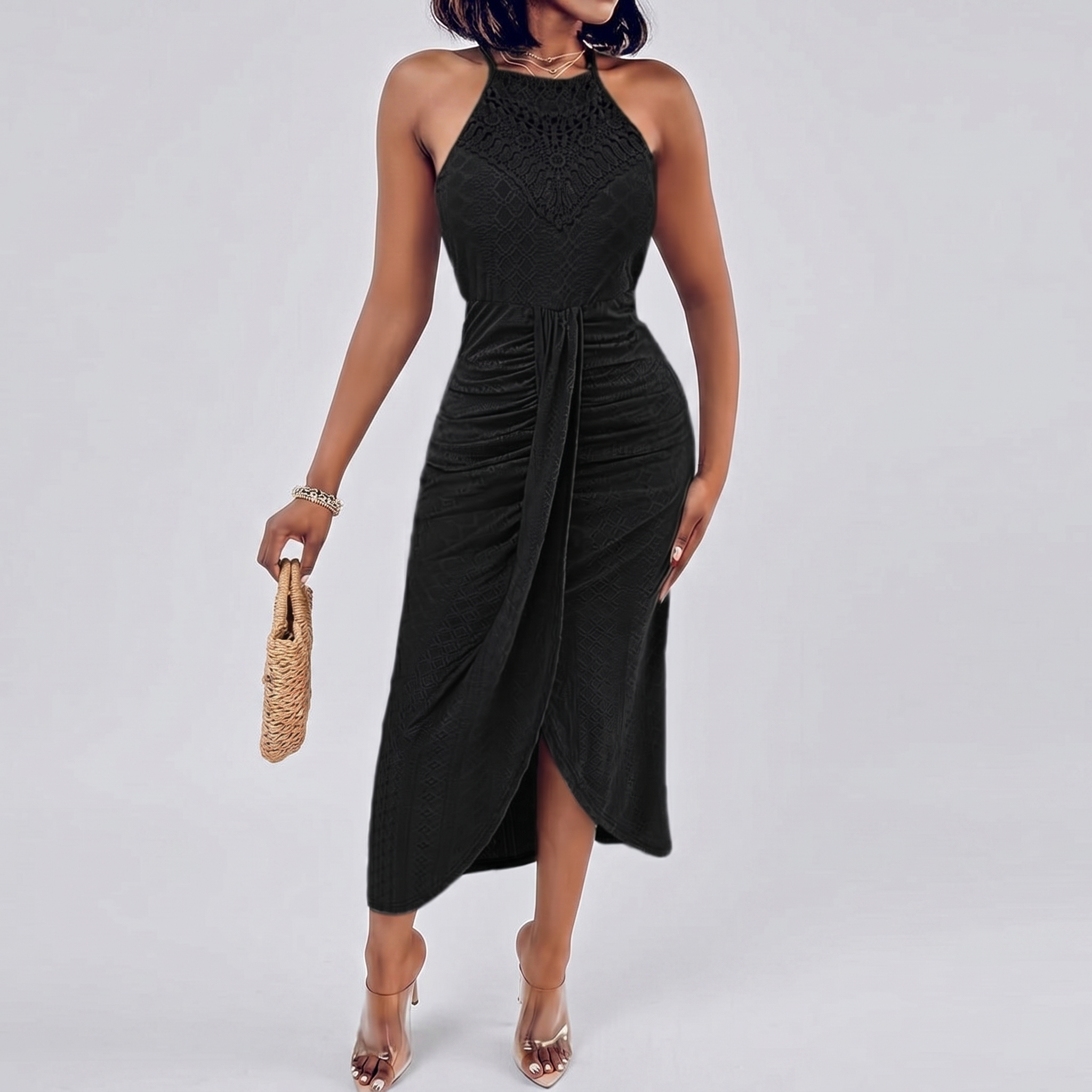 Casual Embroidered A Line Halter Dress For Summer