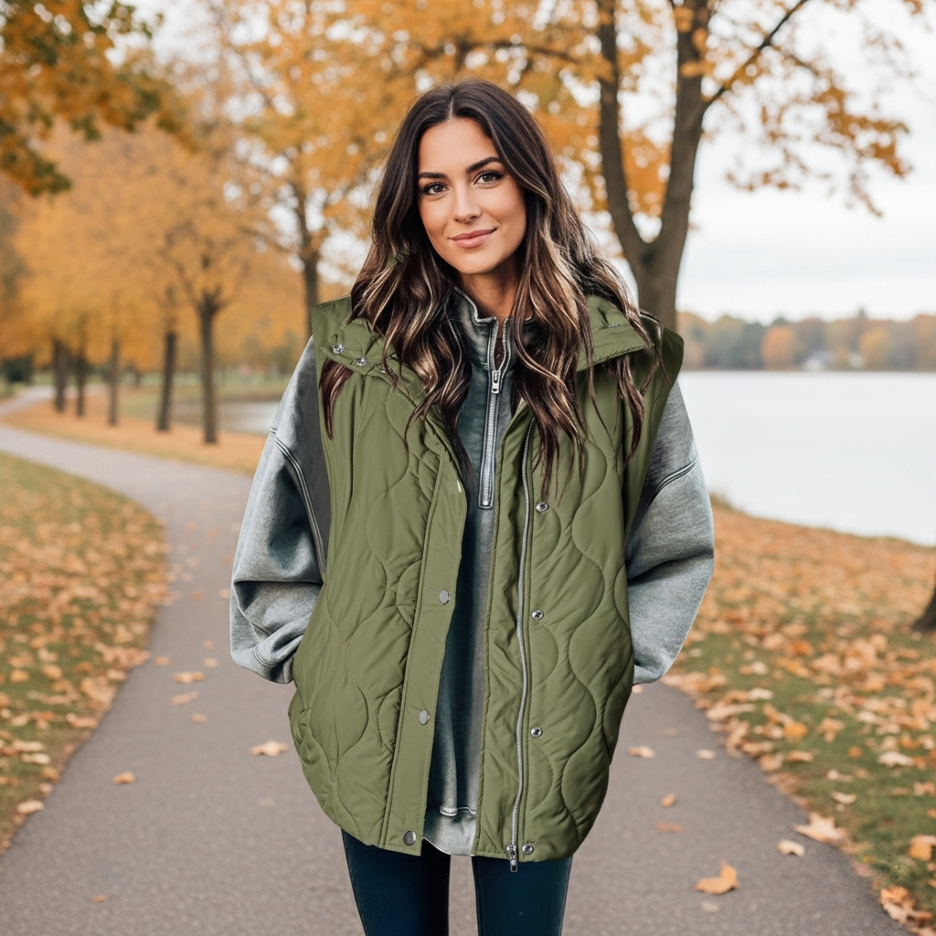 Cropped Puffer Vest for Women