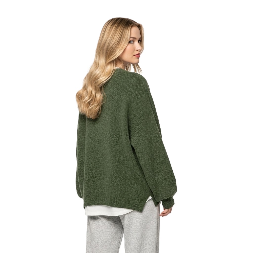 Casual Long Sleeve Sweater With Split Details And Loose Fit For Women
