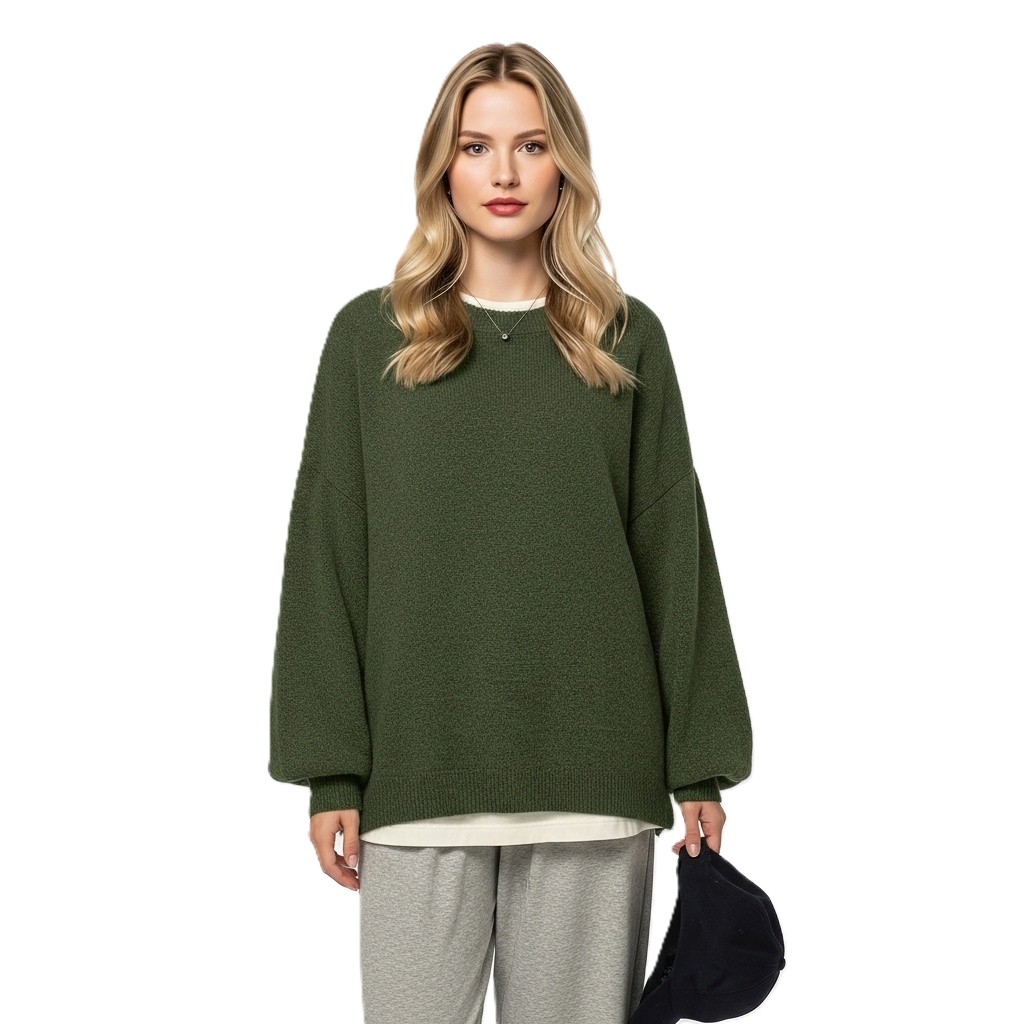 Casual Long Sleeve Sweater With Split Details And Loose Fit For Women