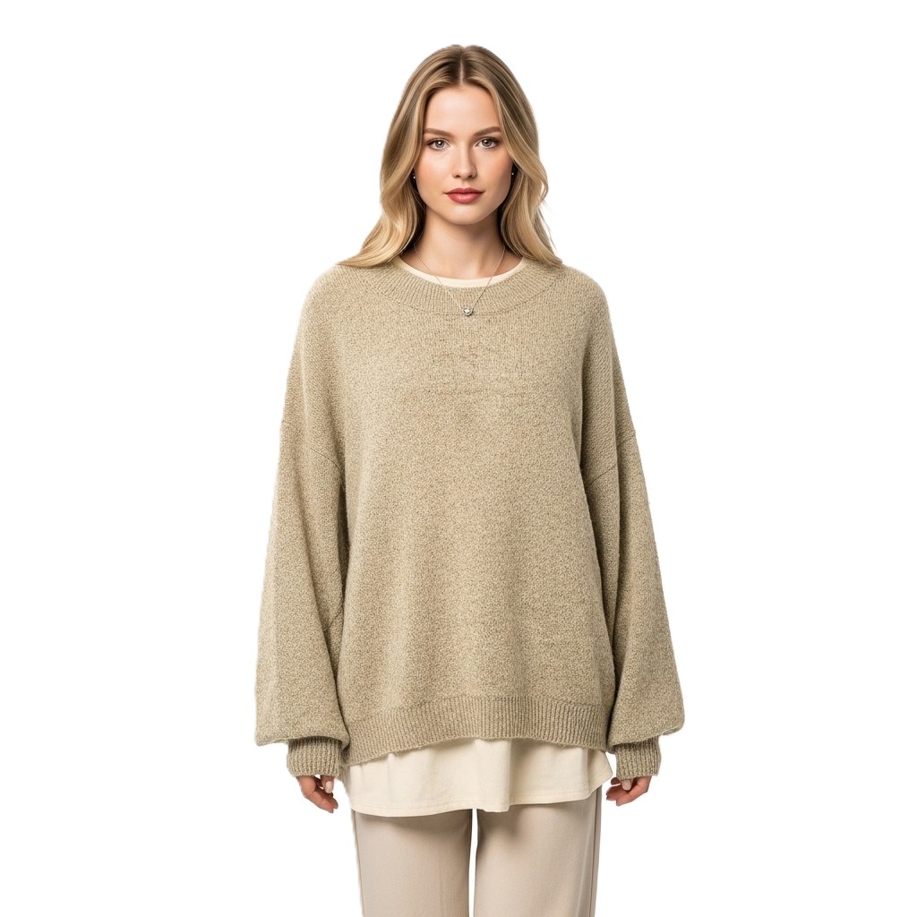 Casual Long Sleeve Sweater With Split Details And Loose Fit For Women
