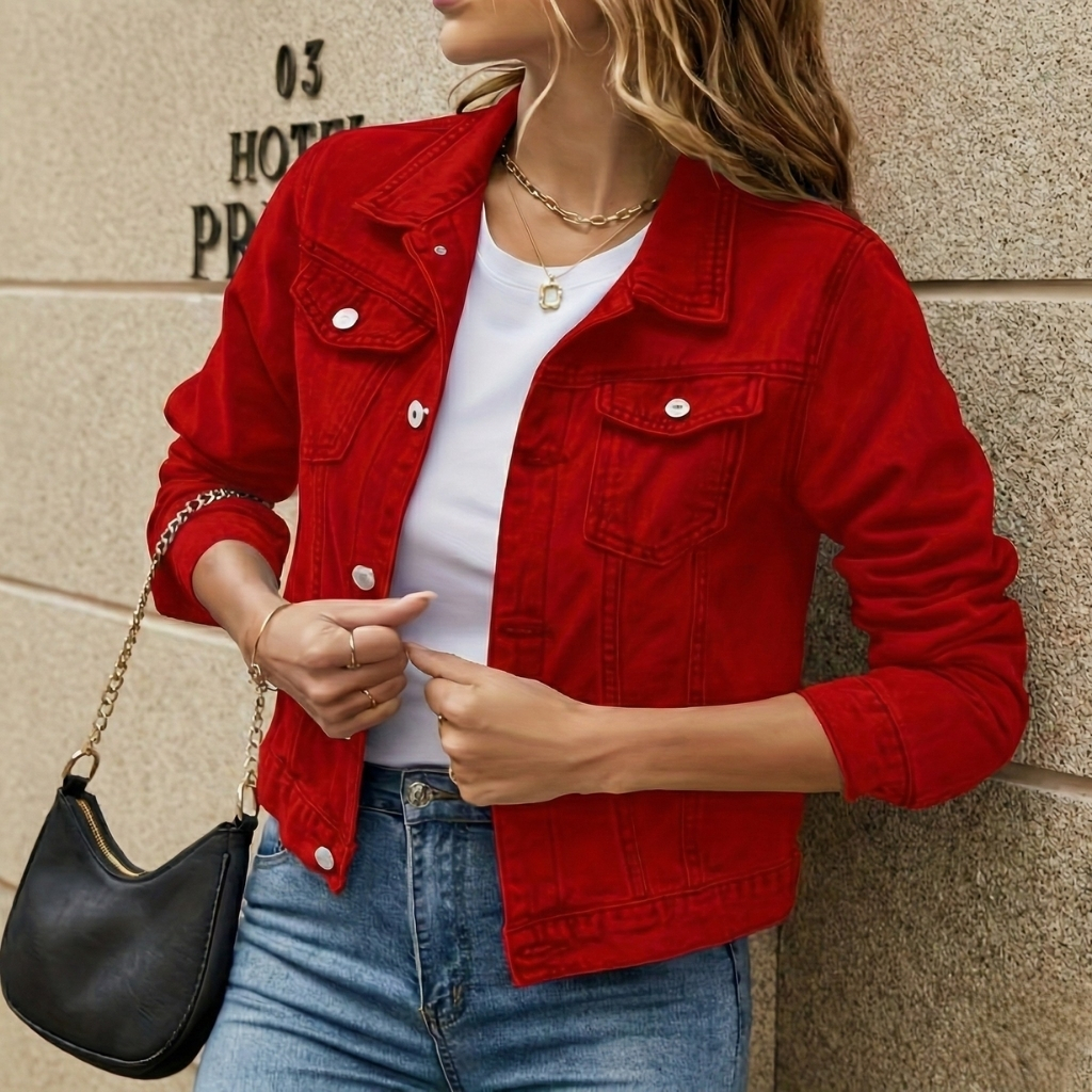 Denim Button Front Long Sleeve Jacket