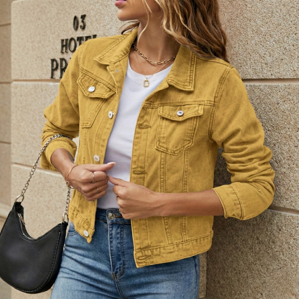 Denim Button Front Long Sleeve Jacket