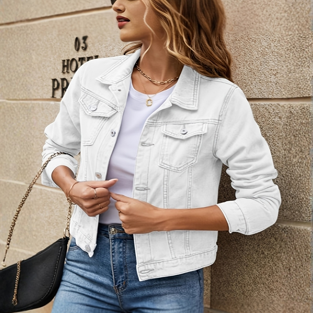 Denim Button Front Long Sleeve Jacket