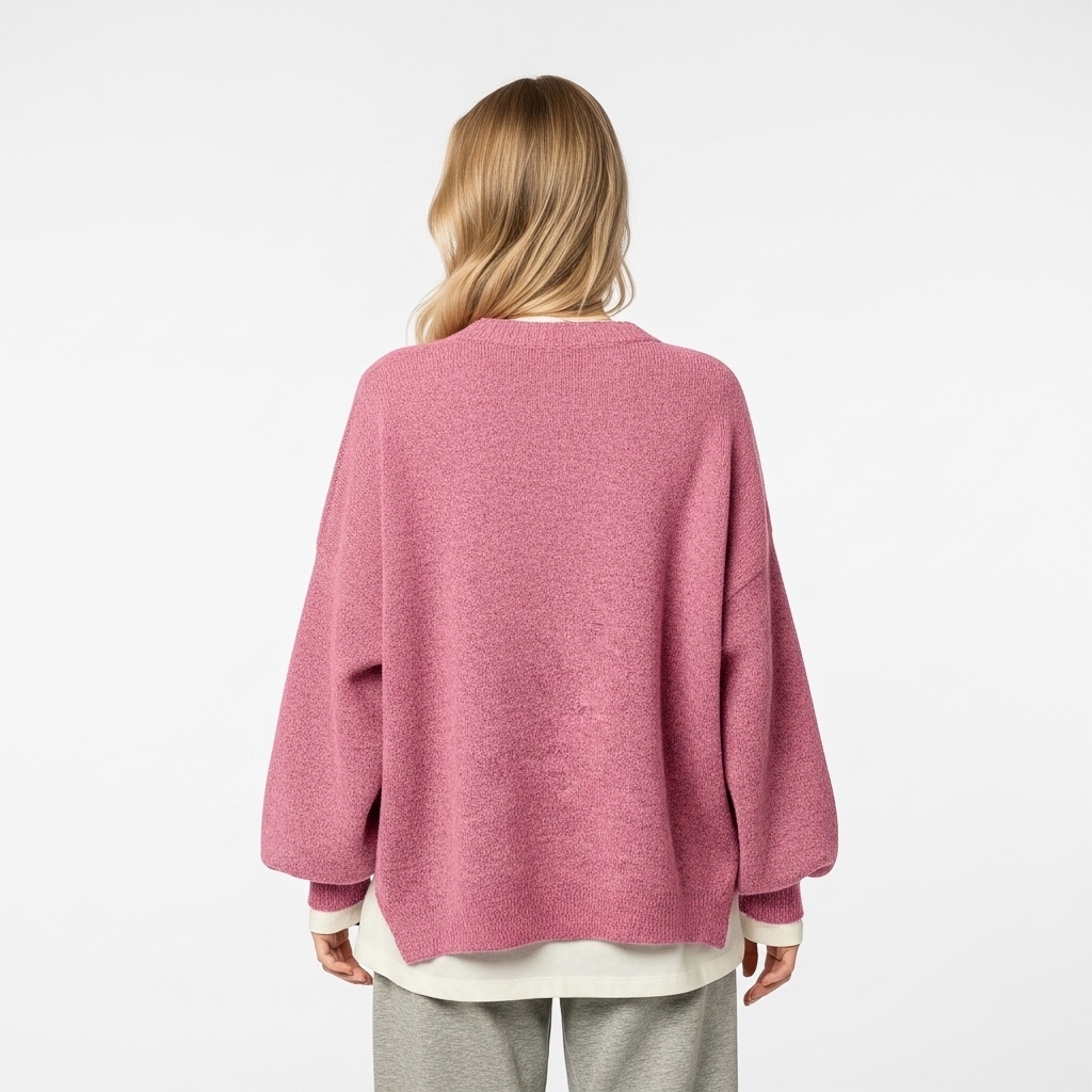 Casual Long Sleeve Sweater With Split Details And Loose Fit For Women