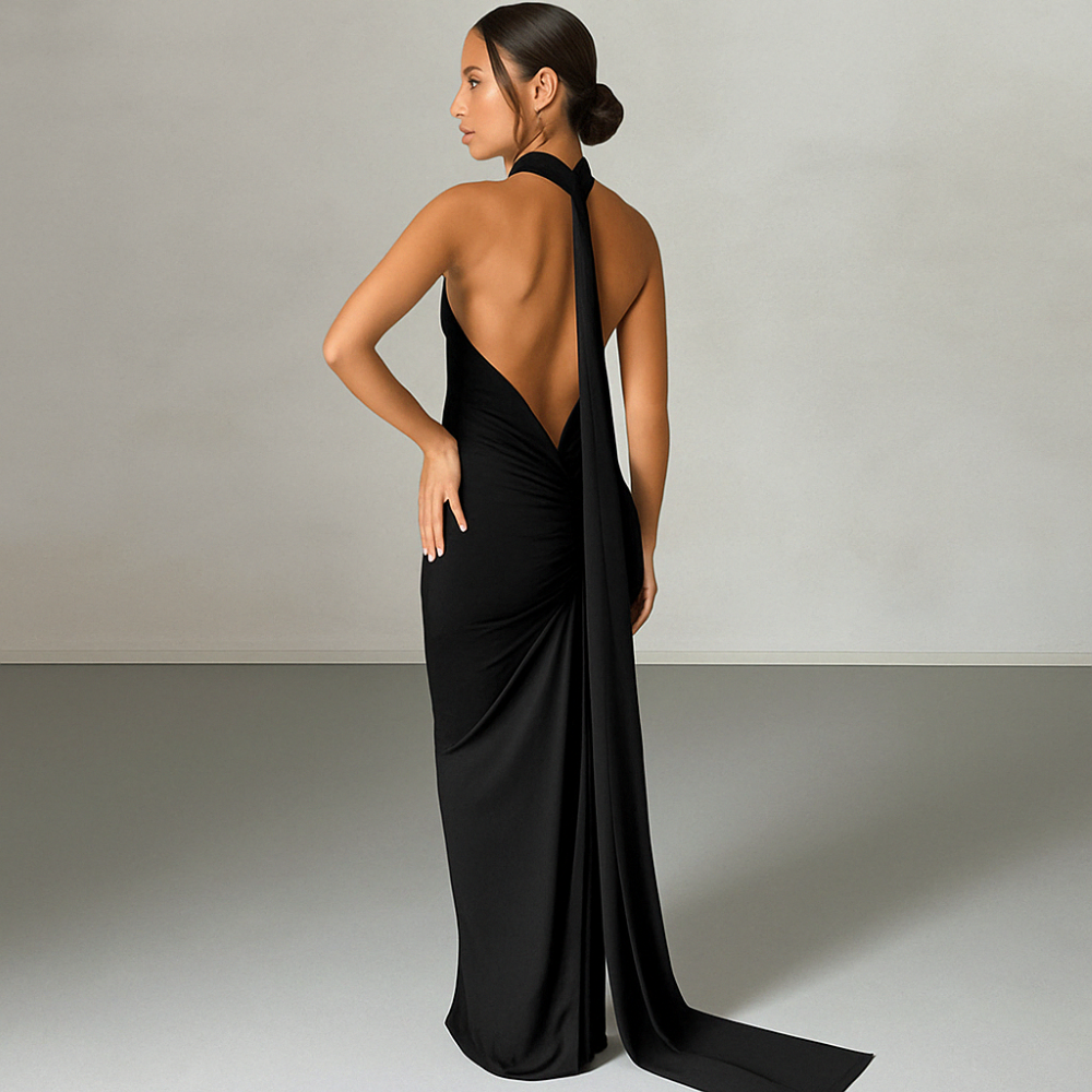 Modern Muse Halter Bodycon Dress-My Comfy BlouseModern Muse Halter Bodycon Dress - Image 3