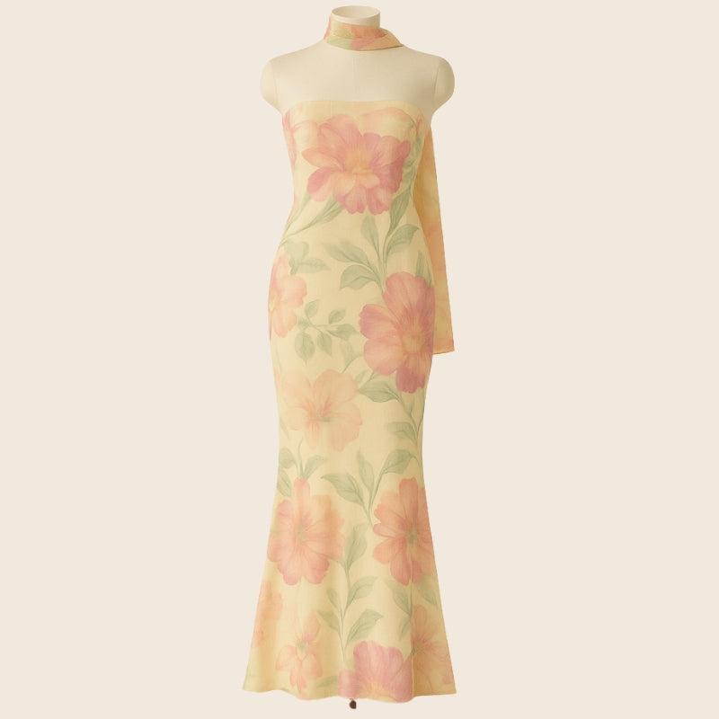 Flora Printed Strapless Maxi Dress-My Comfy Blouse