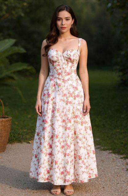 Floral Corset Style Waist Dress